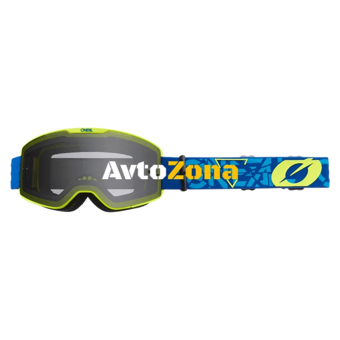 Мотокрос очила B-20 STRAIN V.22 BLUE/NEON YELLOW - GRAY