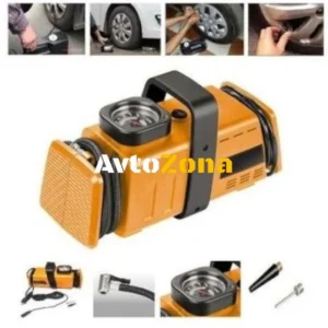 Компресор за помпане на гуми 10 Bar 12V и 220V подходящ за автомобили бусове джипове скутери велосипеди и др.