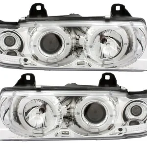 Кристални фарове за BMW E36 Angel Eyes (91-99) 2d coupe - хром