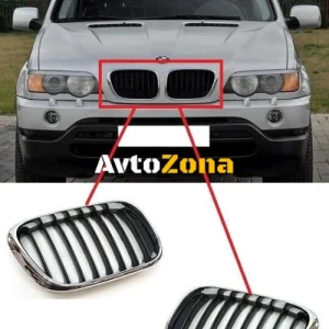 Предни решетки за BMW X5 E53 (1999-2003) - Черен/Хром