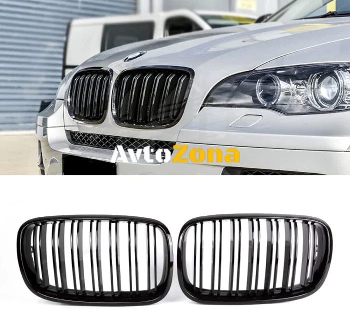 Предни Решетки за BMW X5 E70 (2007+) - Черен Гланц/Piano Design