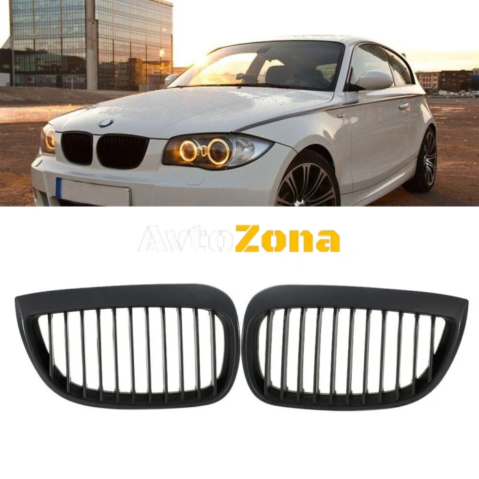 Матови черни предни решетки за BMW E81 E87 E88 1 Серия (04-07)
