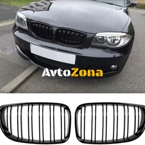 Решетки за BMW E87 (2007-2011) с двойни ребра M1 - Гланцово черни