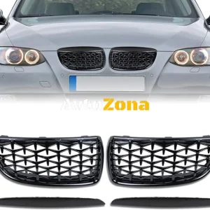 Диамантена предна решетка за BMW E90 (2005-2008) - Гланцово черен цвят