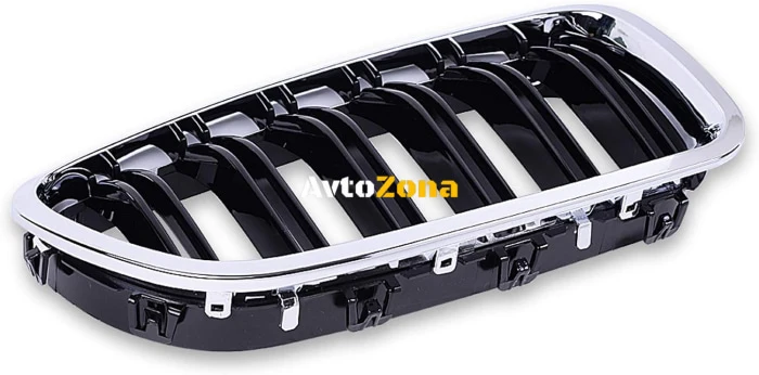 Двойни Решетки за BMW F10 / F11 (2010+) с Три Цвята и Хром рамка