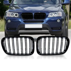 Двойни Бъбреци Решетки За БМВ BMW X3 F25 Преди Фейслифт 2010г.-2014г. Черен Гланц Лак