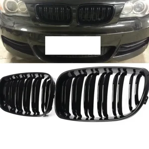 Двойни Бъбреци Решетки За БМВ BMW 1-ва Серия Фейслифт Facelift E81 E82 E87 E88 2008г.-2011г. Черен Гланц Лак