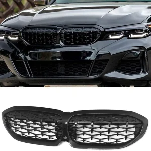Бъбреци Решетк за BMW 3-та Серия G20 Sedan 2019+, G21 Touring, G28 Sedan Diamond Style Черен Гланц
