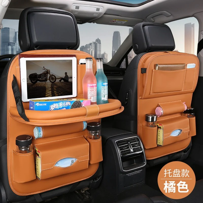 Car seat/child seatback storage bag/hanging bag - Color: Orange [Tray style]