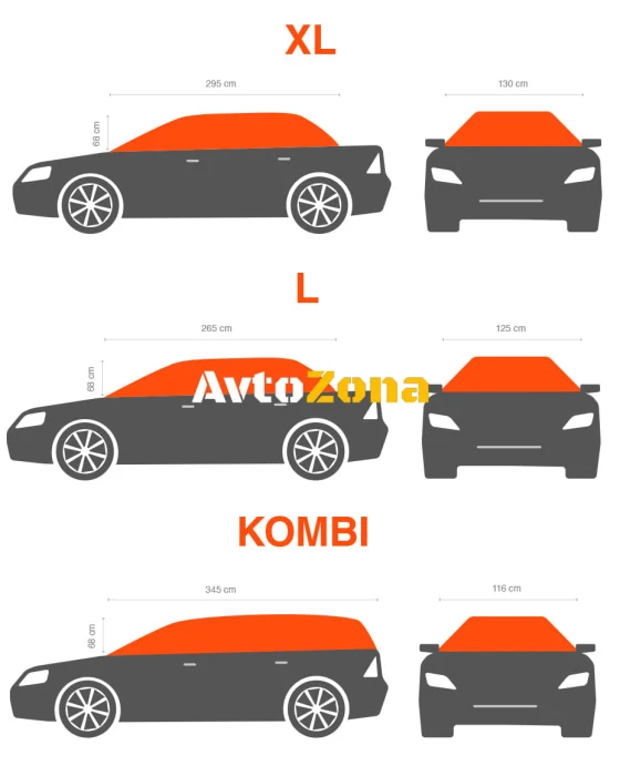Покривало полукалъф CarPassion за автомобил размер XL, сиво