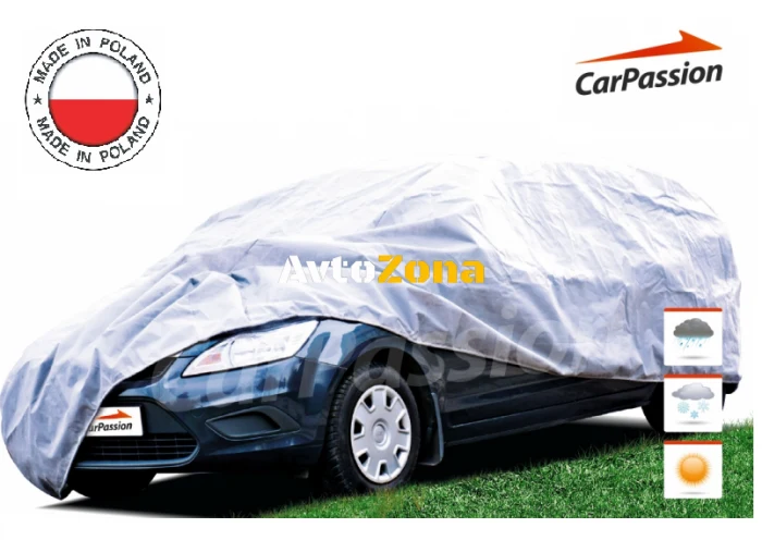 Покривало CarPassion Perfect за автомобил – размер L 150x485 см, сиво