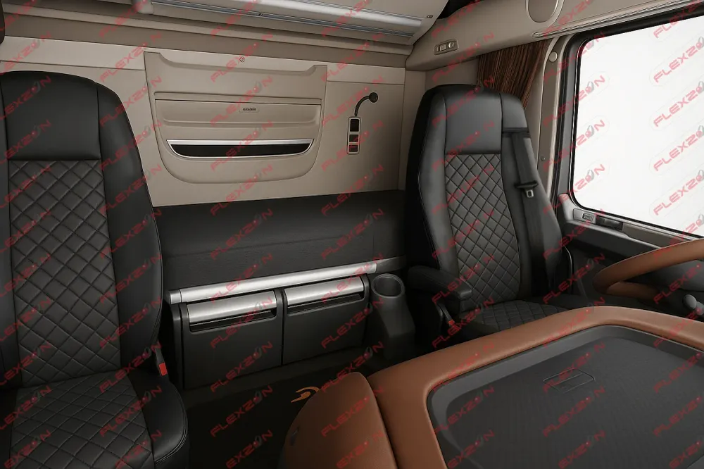 Комплект 1+1 тапицерия от еко кожа за DAF XF 106 2015-2021 - черно