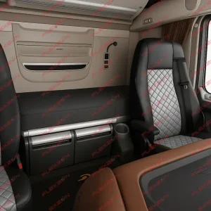 Комплект 1+1 тапицерия от еко кожа за DAF XF 106 2015-2021 - сиво-черно