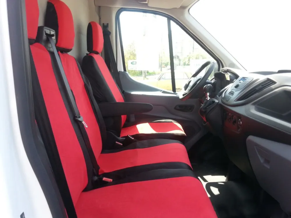 2+1 комплект калъфи / тапицерия - специално ушити за Ford Transit 2013+ - пасват перфектно - с отвор за барчето на двойнат...