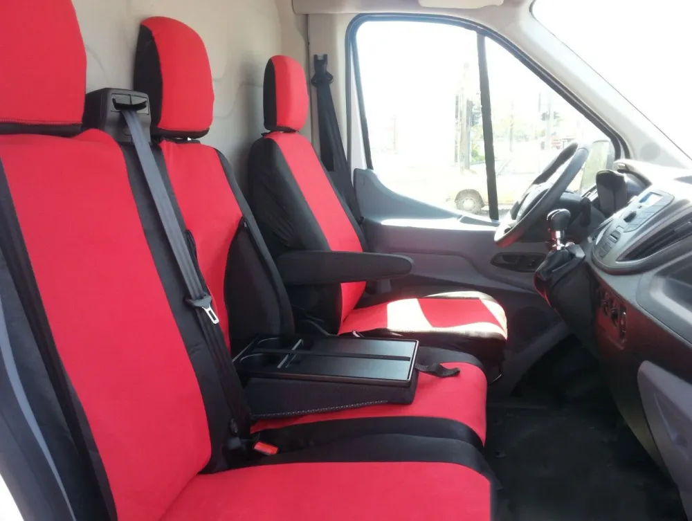 2+1 комплект калъфи / тапицерия - специално ушити за Ford Transit 2013+ - пасват перфектно - с отвор за барчето на двойнат...
