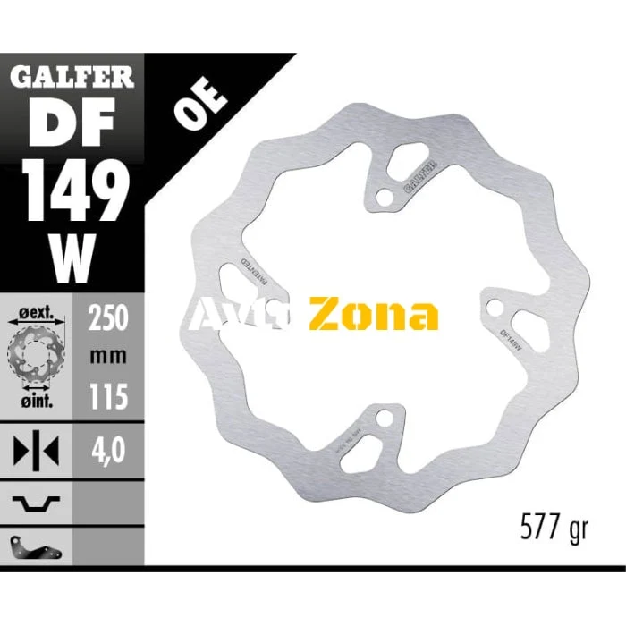 Заден спирачен диск Galfer WAVE FIXED 250x4mm DF149W