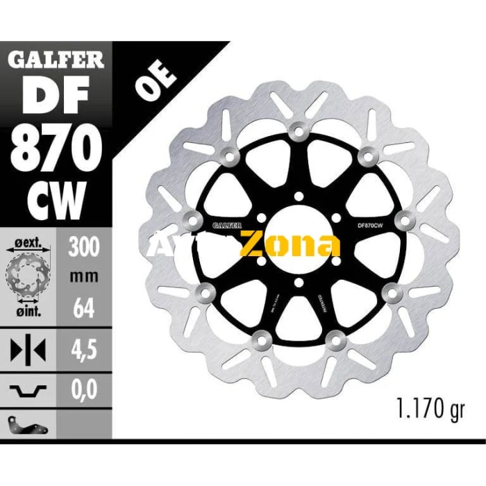 Плаващ преден спирачен диск Galfer WAVE FLOATING COMPLETE (C. ALU.) 300x4,5mm DF870CW