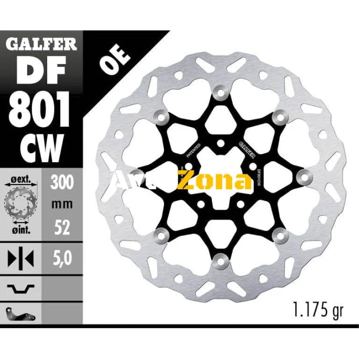Плаващ преден спирачен диск Galfer WAVE FLOATING COMPLETE (C. ALU.) 300x5mm DF801CW