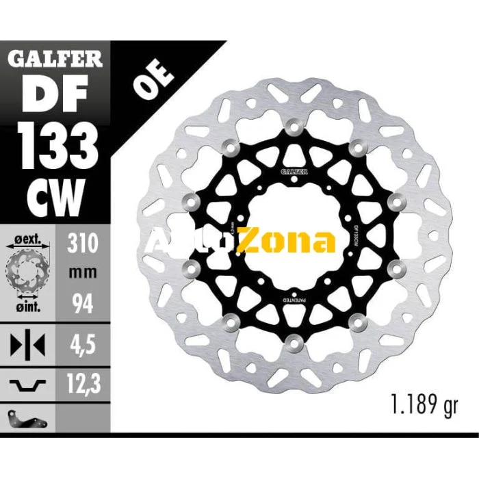 Плаващ преден спирачен диск Galfer WAVE FLOATING COMPLETE (C. ALU.) 310x4,5mm DF133CW