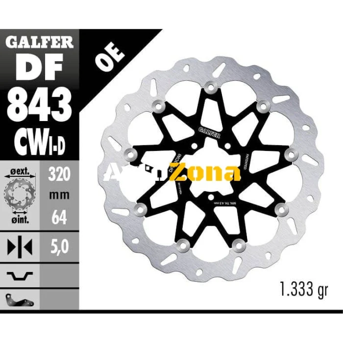 Плаващ преден спирачен диск Galfer WAVE FLOATING COMPLETE (C. ALU.) 320x5mm DF843CWI