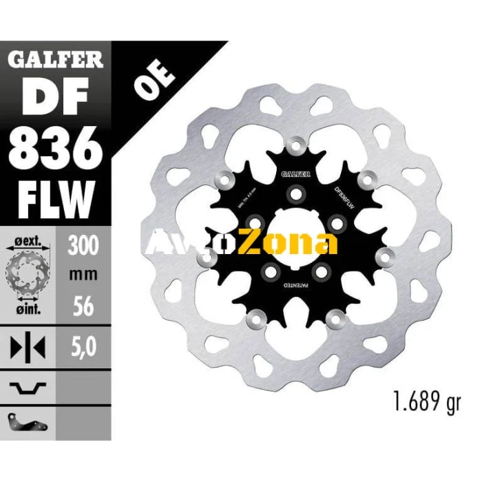 Плаващ преден спирачен диск Galfer WAVE FLOATING (C. STEEL) 300x5mm DF836FLW