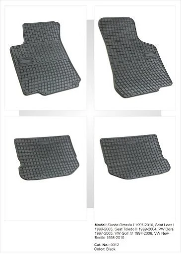 Гумени стелки за Wv Golf 4 / Vw Bora / Vw Beetle / Skoda Octavia 1 (1997-2010) / Seat Leon/Toledo (1999-2005)