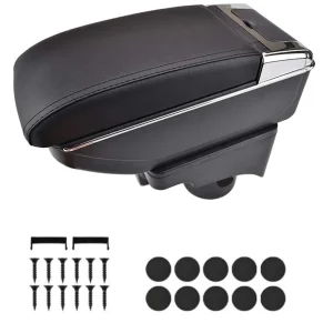 Подлакътник барче за VW Golf V MK5, VI MK6, VW Jetta V MK5 - Еко кожа – Черен