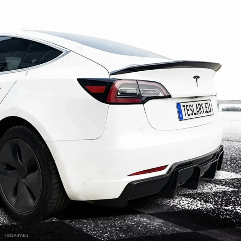 V Тип Highkick Sport Spoiler Wing Tesla Model 3 2019 - 2023 - стил на въглеродни влакна