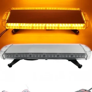 Мощна аварийна сигнална лампа 76 см 40 LED ЛЕД блиц маяк буркан лед бар 12-24V със 15 режима на работа жълта за пътна помо...