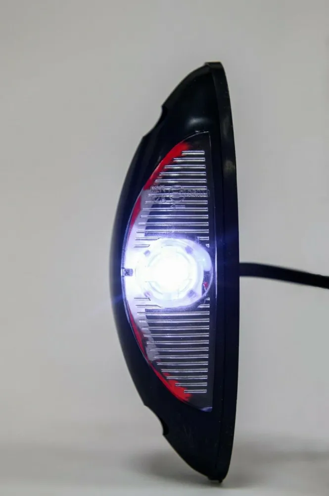 Универсален LED Светодиоден Страничен Габарит Маркер червено-бяло с плоска основа за вертикален монтаж за бус ремарке ками...