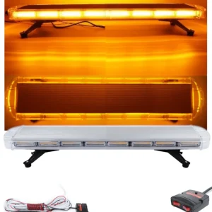 Мощна аварийна сигнална лампа 98 см LED ЛЕД блиц маяк буркан лед бар 12-24V със 16 режима на работа жълта за пътна помощ п...