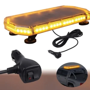 Мощна Аварийна Сигнална Лампа 60см Лед Бар LED Блиц Маяк с Магнити Магнит 12-24V със 16 режима на работа Жълта За Пътна По...