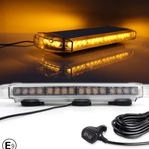 55 см 40 LED ЛЕД мощна аварийна диодна сигнална лампа блиц с магнити 12-24V 10 режима на работа жълта оранжева светлина E-...