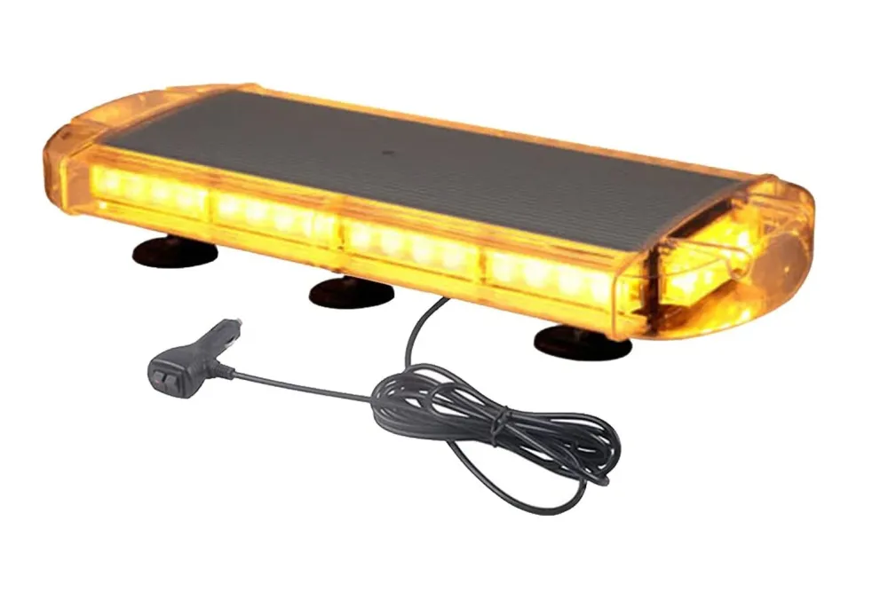 55 см 40 LED ЛЕД мощна аварийна диодна сигнална лампа блиц с магнити 12-24V 10 режима на работа жълта оранжева светлина E-...