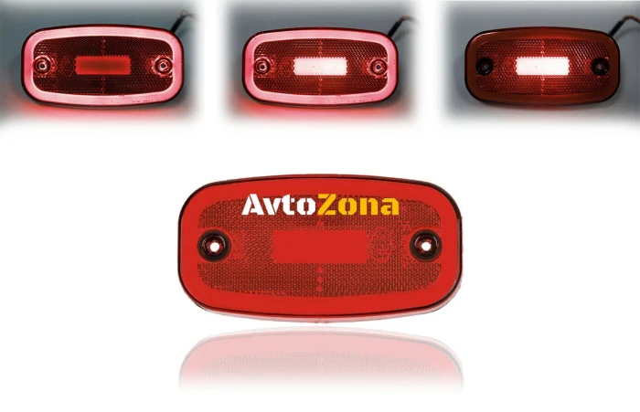 LED Червен Светодиоден Габарит Маткер Токос Неон Ефект, 122mm x 63mm , с Три Функции 12V-24V
