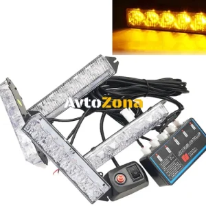 Комплект 4 Броя С Контролер 6 LED Лед Диодна Сигнална Аварийна Блиц Мигаща Светлина Пътна Помощ Платформа 12V