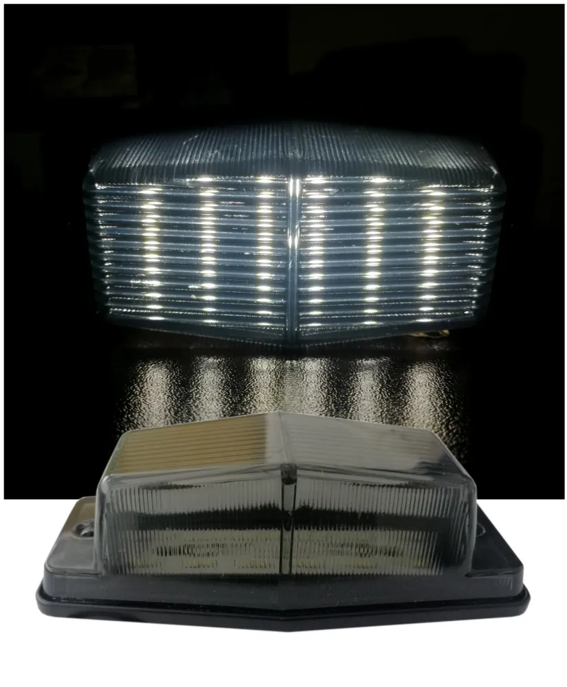 1 брой LED Лед Диоден Бял Габарит с Двойно опушено Стъкло 12 Диода 12V - 24V За Камион Трактор Багер Селскостопански Машин...