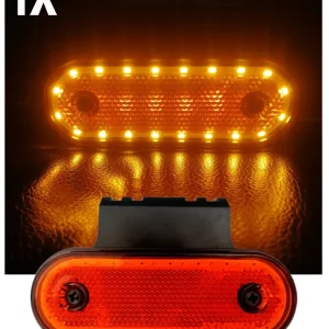 LED Диоден Габарит, Маркер, Токос Със Стойка, Оранжев 20 Диода, 12V - 24V За Камион, Бус, Ван, Ремарке, Каравана, Платформа