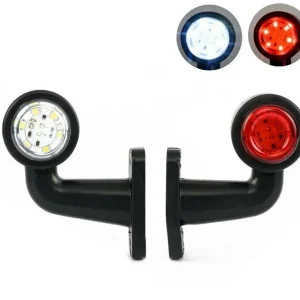 2x LED ЛЕД къси мини странични габаритни светлини тип рогче 12V 24V червено и бели за камион ремарке
