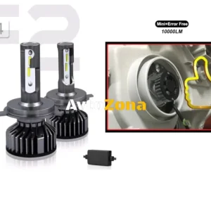 Комплект Умалени Мини Лед Led Диодни Крушки H4 Х4 12V 24V 72W 10000lm За Фарове Can Bus без Грешки къси/дълги