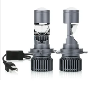 Комплект от 2 броя LED ЛЕД диодни крушки с лупа H4 Х4 12V - 24V 80W 12000LM за фарове Canbus без грешки 6000К-6500К къси/д...