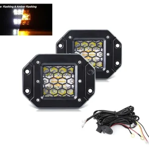 Комплект от 2 броя Лед LED Халогени Аварийни Лампи Бяла + Оранжева Светлина 12V - 24V Dual Combo Light Двойна Светлина Fla...