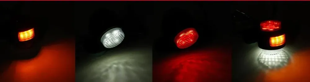 Комплект от 2 броя LED ЛЕД светодиодни габарити токоси рогче рогчета на 12V с три светлини бяла-жълта-червена
