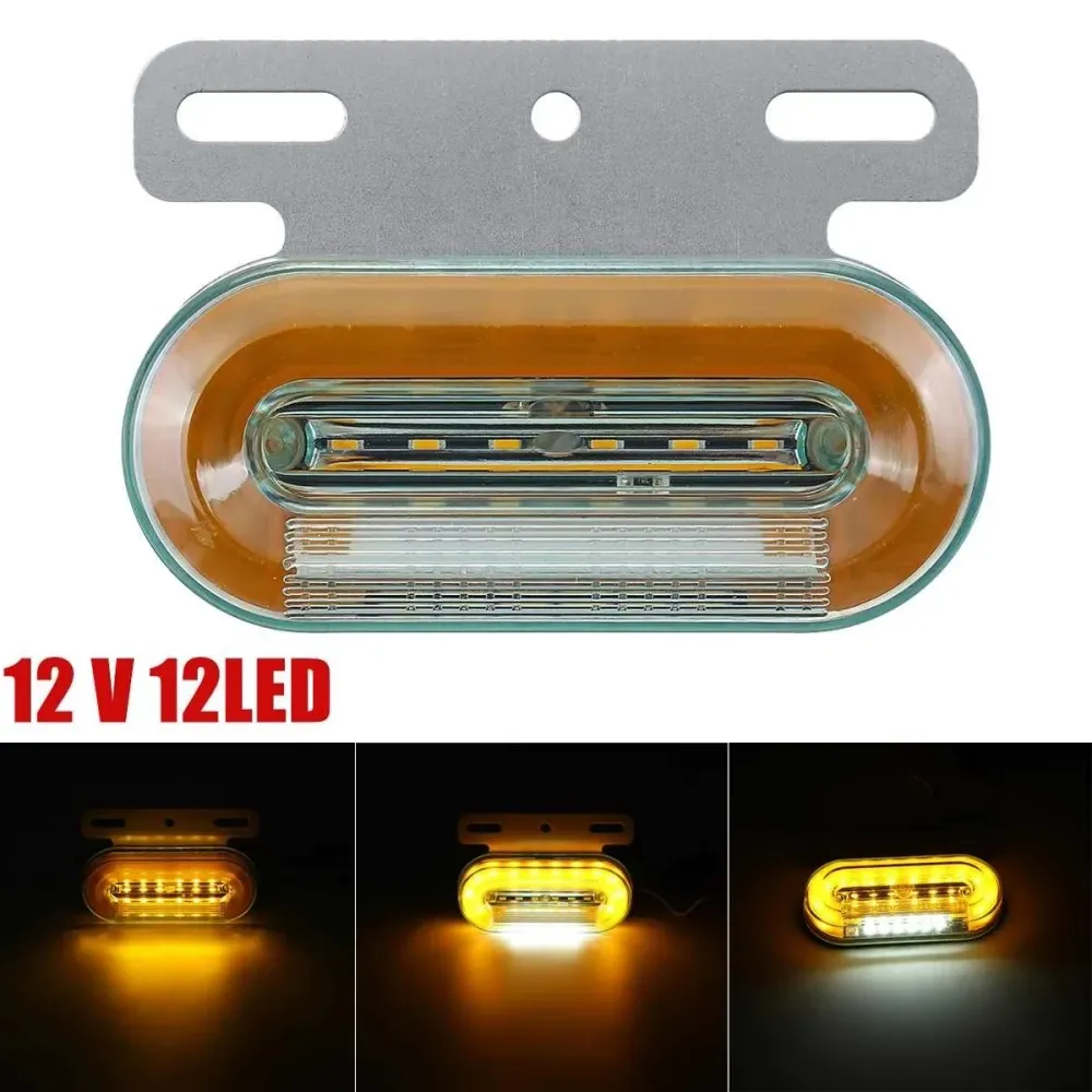 Лед LED Диоден Маркер Габарит Индикатор 12V Бягаща Оранжева светлина - Бял За Камион Бус Ван Ремарке Каравана Платформа