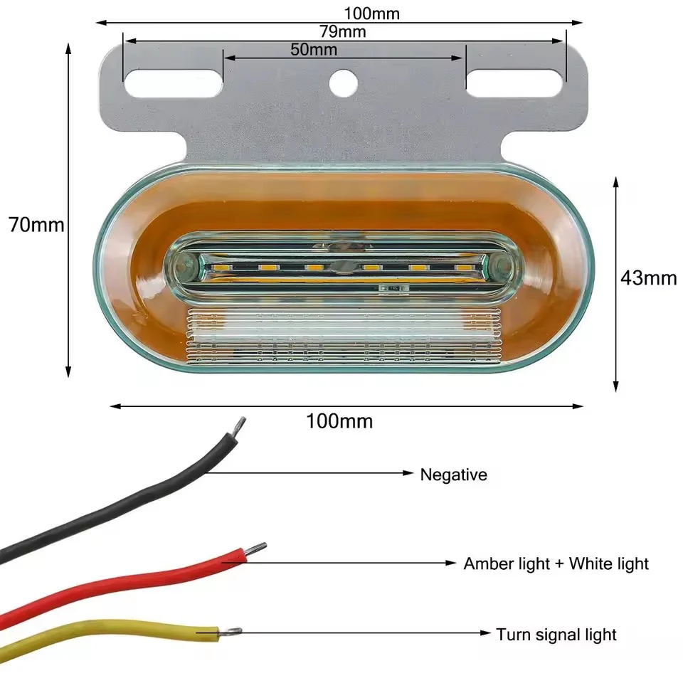 Лед LED Диоден Маркер Габарит Индикатор 12V Бягаща Оранжева светлина - Бял За Камион Бус Ван Ремарке Каравана Платформа