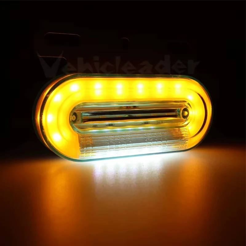 Лед LED Диоден Маркер Габарит Индикатор 12V Бягаща Оранжева светлина - Бял За Камион Бус Ван Ремарке Каравана Платформа