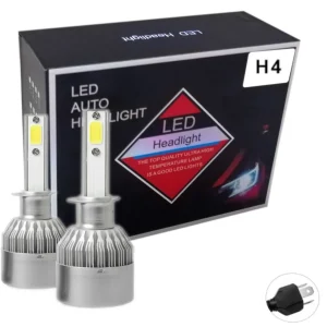 Комплект от 2 броя LED ЛЕД диодни крушки за фар фарове H4 Х4 12V 36W