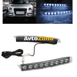 Комплект Извити За Броня Предни Мощни 9 Led Лед Диодни Дневни Светлини 12V 54W