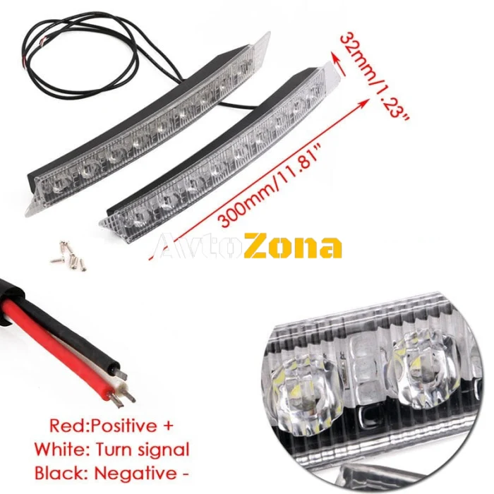 Комплект Извити За Броня Предни Мощни 9 Led Лед Диодни Дневни Светлини 12V 54W