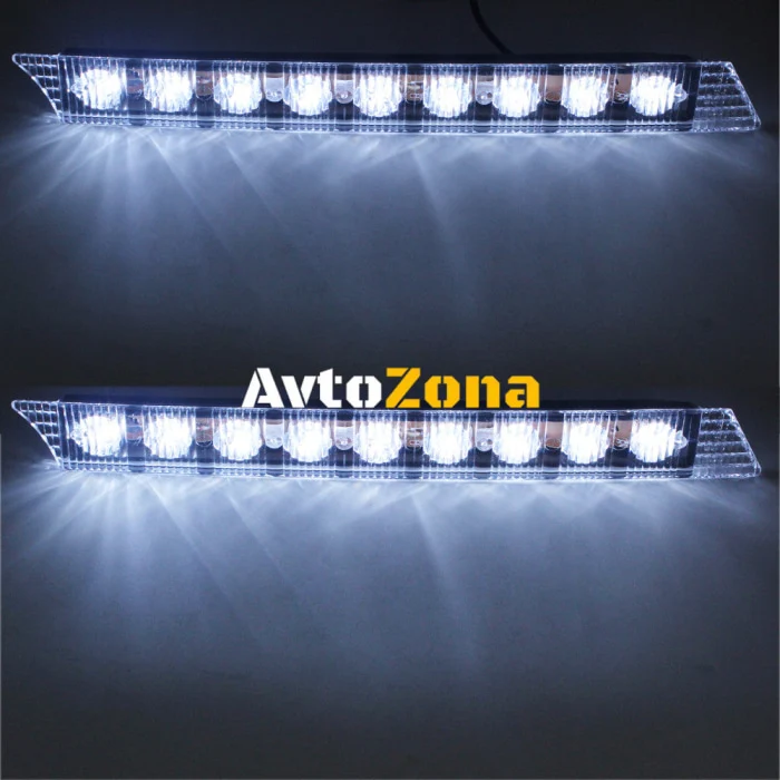Комплект Извити За Броня Предни Мощни 9 Led Лед Диодни Дневни Светлини 12V 54W